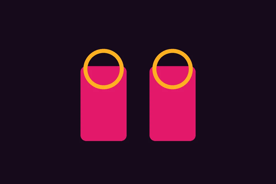 Two magenta signs with amber rings