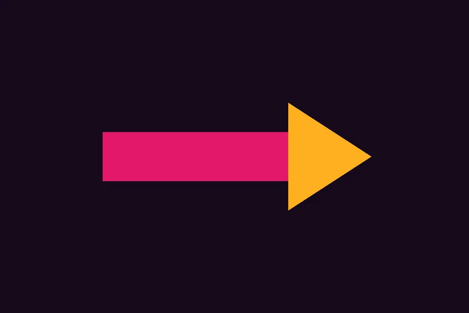 A short magenta arrow with an amber head